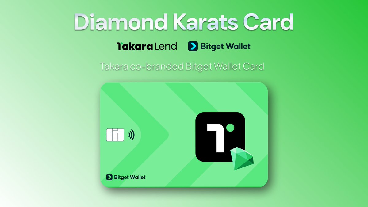 TakaraLend's tweet image. We’re thrilled to announce the launch of the 💎Diamond Karat Card, a custom crypto card by Takara in collaboration with @BitgetWallet!

Apply now and enjoy exclusive perks:
1️⃣ Exclusive 10% Karats boost on Takara
2️⃣ Lifetime zero fees for monthly spending up to $400
3️⃣ Free card…