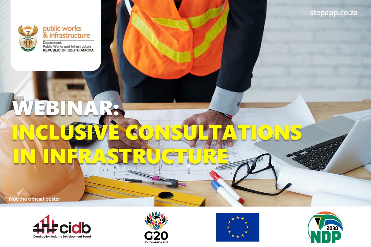 stepapp_sa's tweet image. Join Department of Public Works and Infrastructure&apos;s Webinar on Inclusive Consultations in Infrastructure on 4 Dec 2025 - Register Now! stepapp.co.za/2025/11/21/dpw…

#InclusiveInfrastructure #StakeholderEngagement #DPWandI #ITAF #SustainableDevelopment #CoCreation #StepAppWebinar