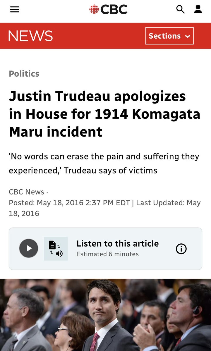 herandrews's tweet image. The Komagata Maru incident was when a ship carrying 376 Punjabis attempted to land in Canada in 1914 and was turned back in accordance with government policy limiting Asian immigration. That’s it. The Canadian government has repeatedly apologized for it, because apparently…