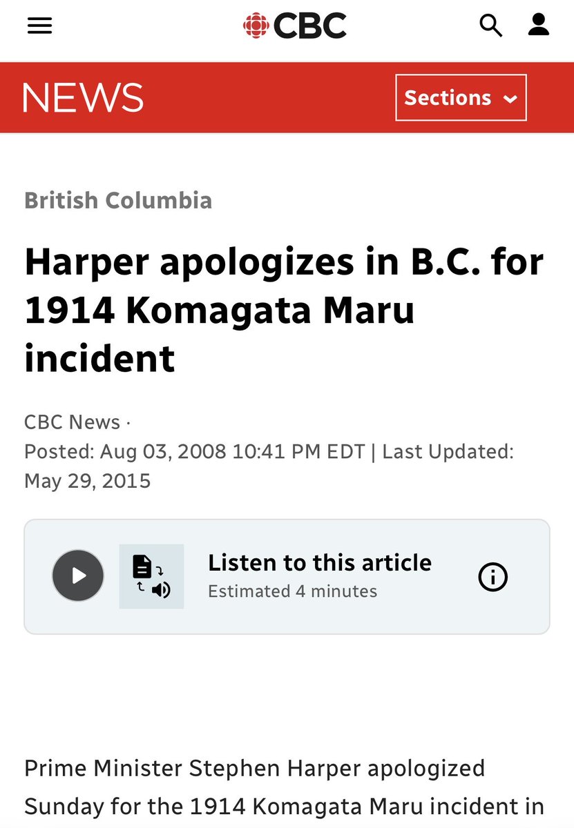 herandrews's tweet image. The Komagata Maru incident was when a ship carrying 376 Punjabis attempted to land in Canada in 1914 and was turned back in accordance with government policy limiting Asian immigration. That’s it. The Canadian government has repeatedly apologized for it, because apparently…