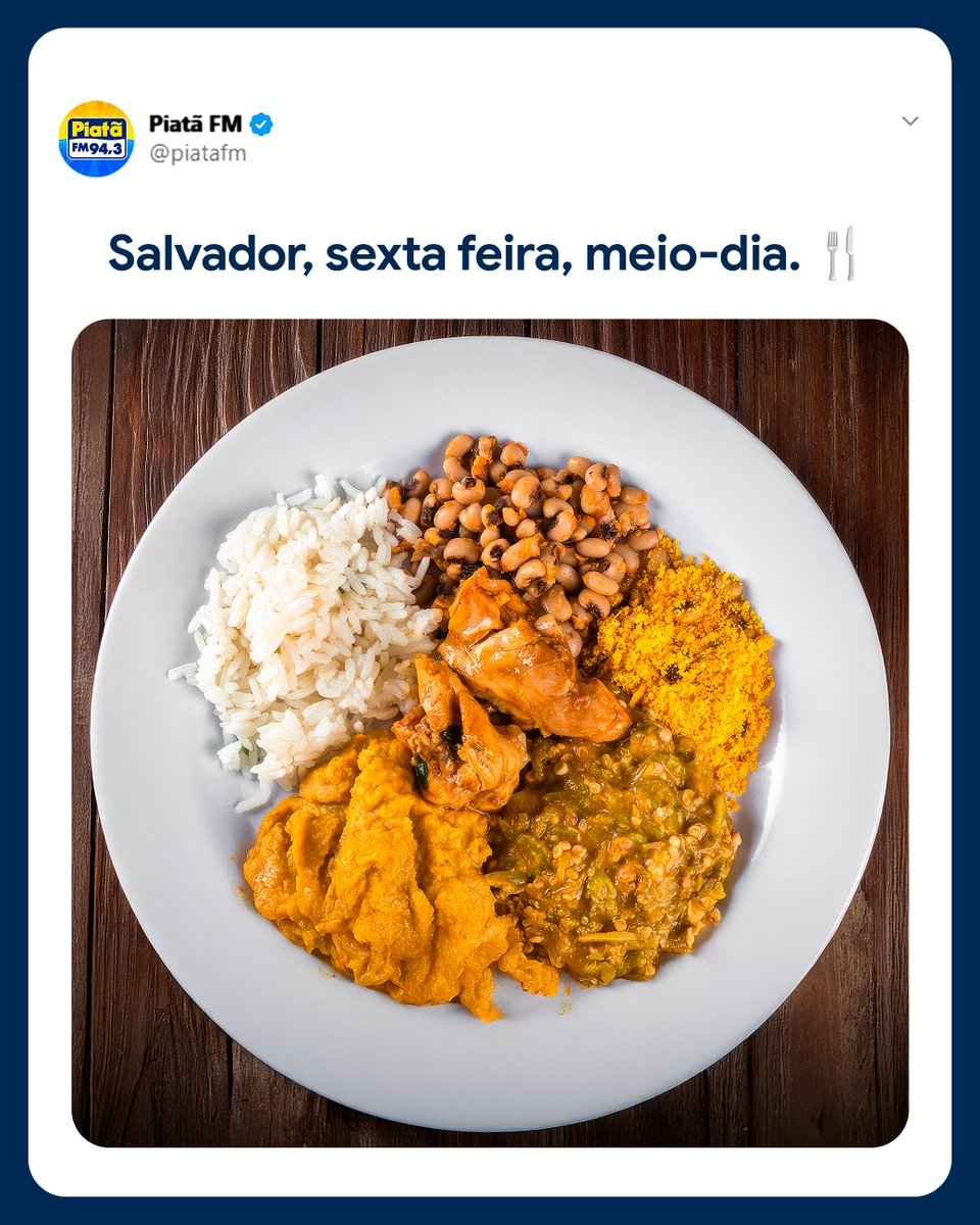 PiataFM's tweet image. Rapaz, só aqui mesmo, viu? 😋🥵

Sexta-feira é assim. Quem mais já bateu o ponto do meio dia? 🍽️🔥

#PiatãFM #EmpurraPiatã #SextouDoJeitoCerto