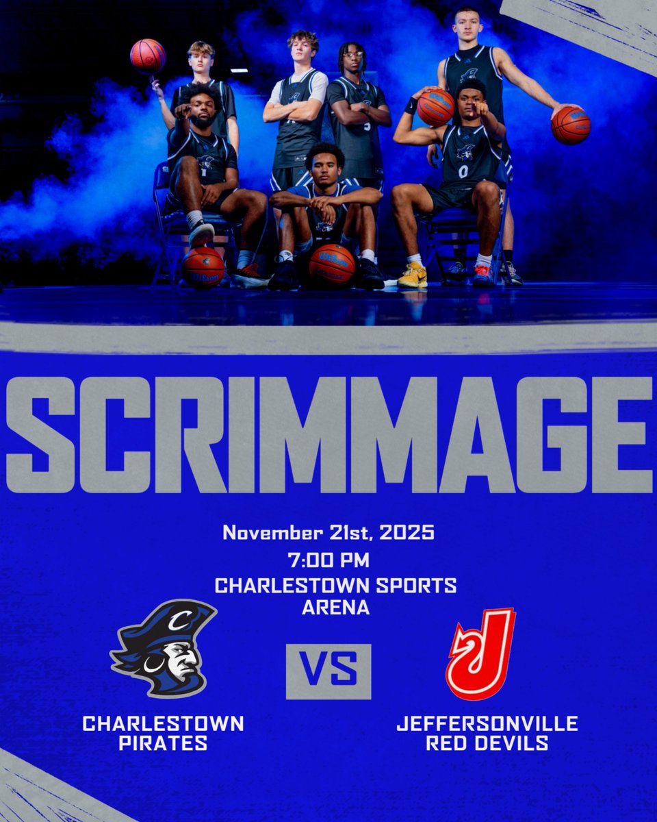 Come out to Charlestown Sports Arena to watch our Boys Basketball Team kick off their season with a scrimmage vs. Jeffersonville at 7:00. #GoPirates