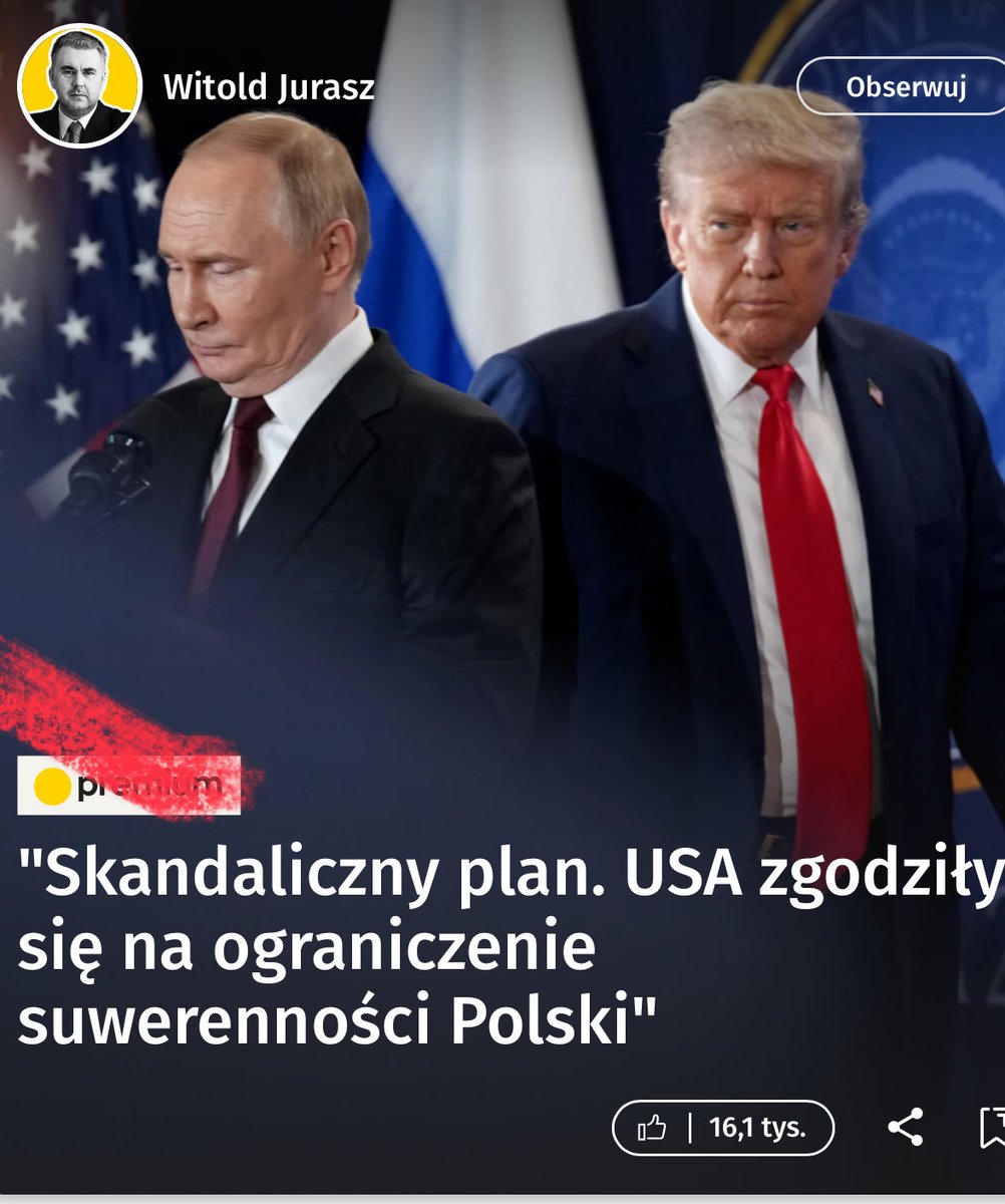 Polityka Nawrockiego zaczyna przynosić efekty.
Szkoda tylko, że niekorzystne dla naszego kraju.