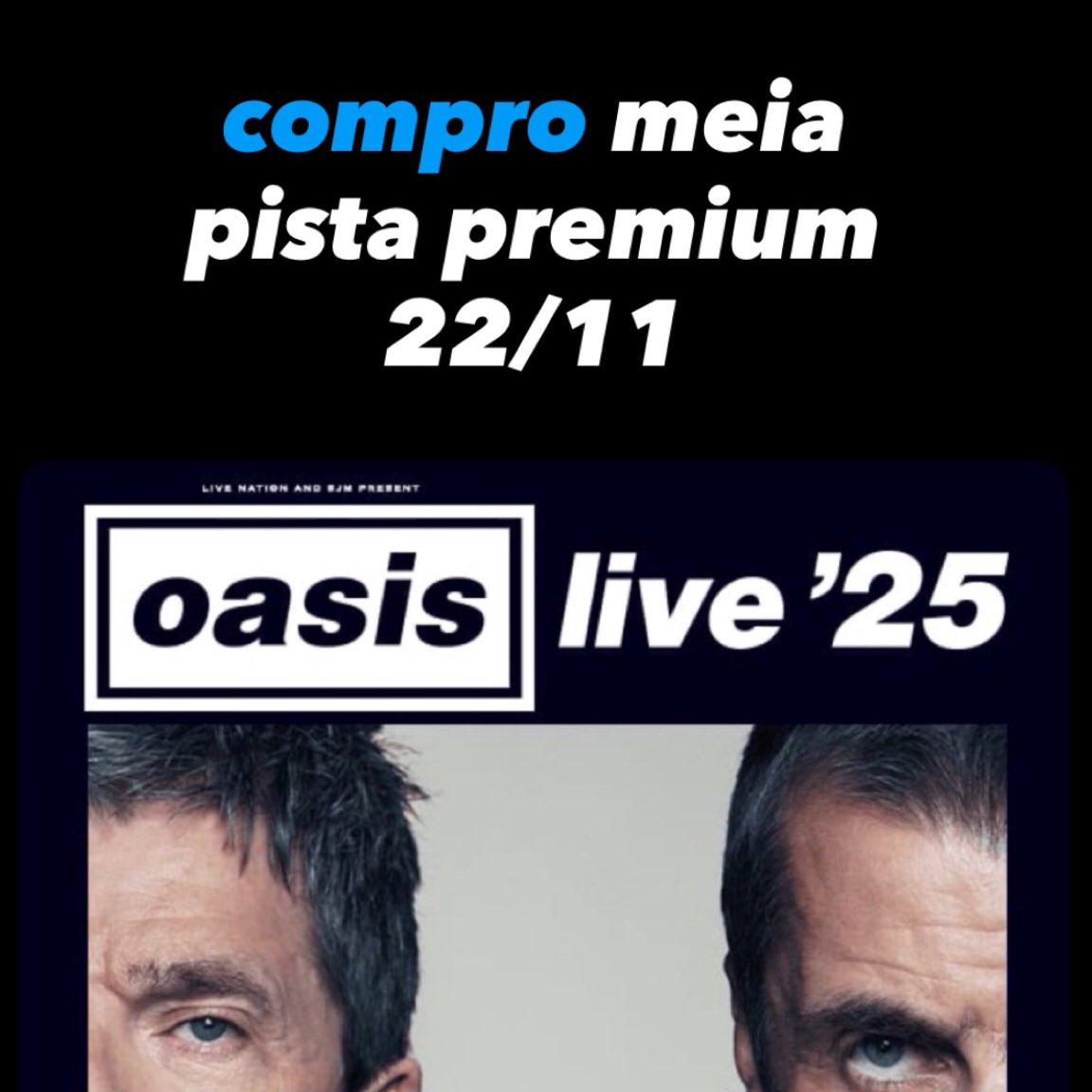julidominguez's tweet photo. 🚨COMPRO OASIS 22/11🚨

🎟️  pista A
🗓️ 22/11

#oasis #morumbis #ingressooasis https://t.co/YuPvgTT26f