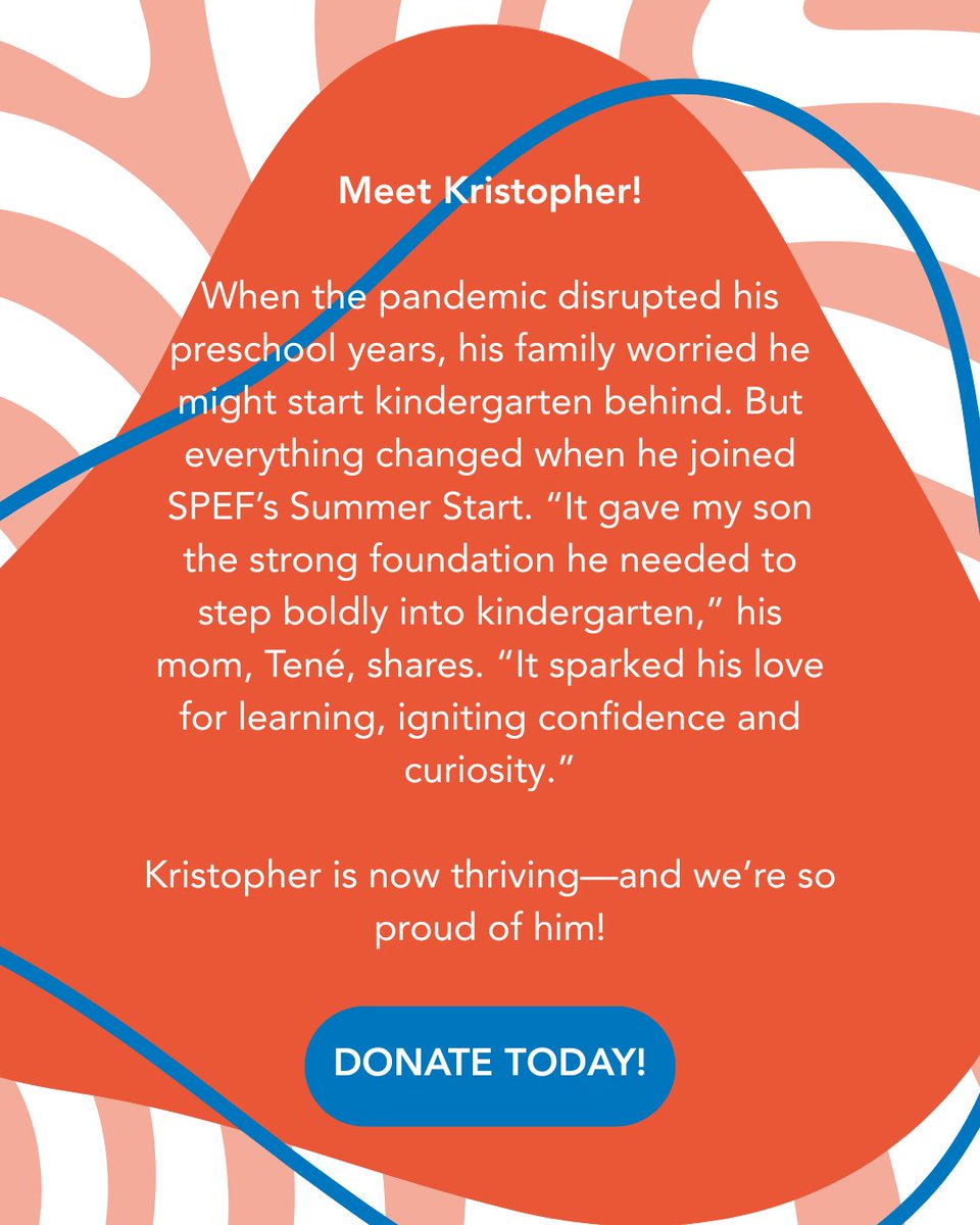 SPEFct's tweet image. Summer Start gives students the confidence and skills they need to begin school successfully — and your support makes that possible. 💙

Help us continue changing lives through early learning programs like this.
📢 Give to SPEF’s Annual Appeal today: spefct.org/donate