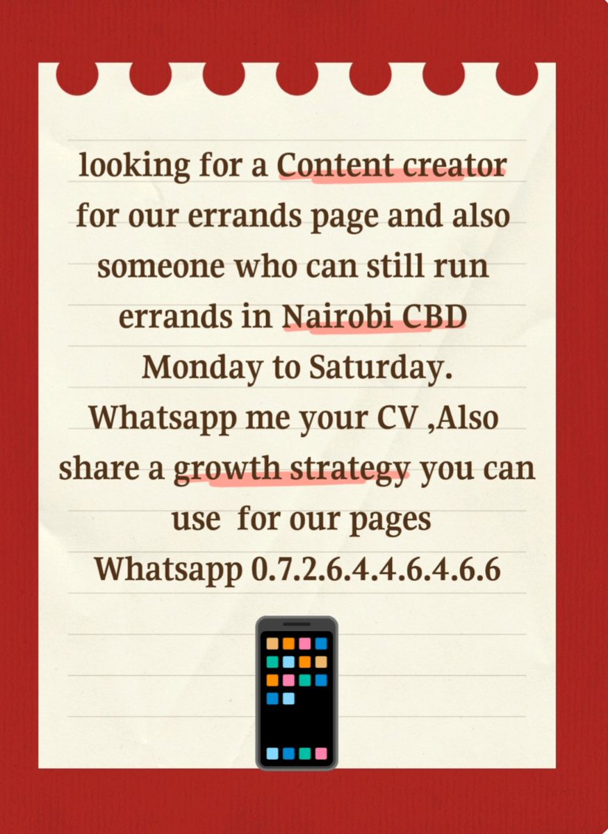 errand_ease2025's tweet image. If you think you can grow our platforms and also support with errands in Nairobi CBD,This is for you.

As we grow,We will ensure that we have more opportunities for more people.

#ErrandsWithEase 
#DeliveryService 
#Lookingforajob 
#jobs 
#errands