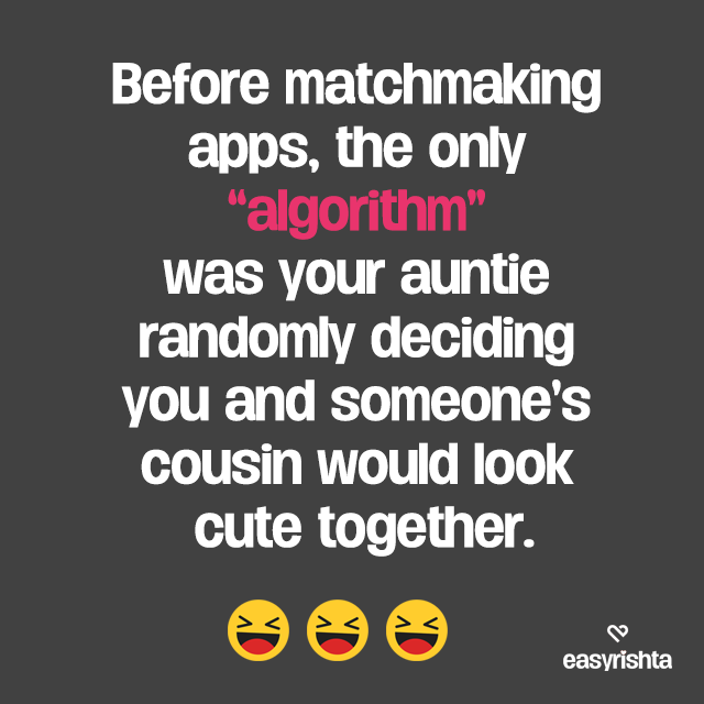 easyrishta's tweet photo. Before matchmaking apps, the only “algorithm” was your auntie randomly deciding you and someone’s cousin would look cute together. 😅 #Rishtas #DesiDating #SouthAsianHumour #MatchmakingTruths #ModernDating #DatingReels #EasyRishta #RelatableReels https://t.co/lNwx3KUeab