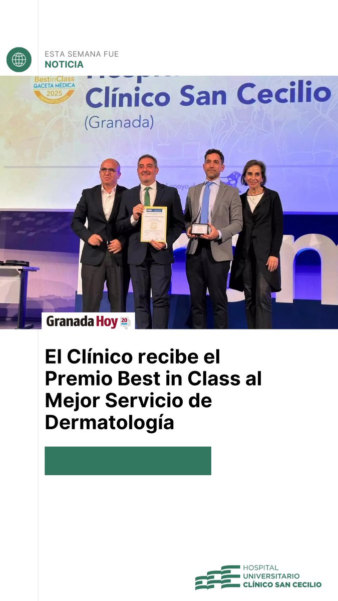 #EstaSemanaFueNoticia | El Clínico recibe el Premio Best in Class al Mejor Servicio de Dermatología.

granadahoy.com/granada/clinic…

Vía <a href="/granadahoy/">Granada Hoy</a>