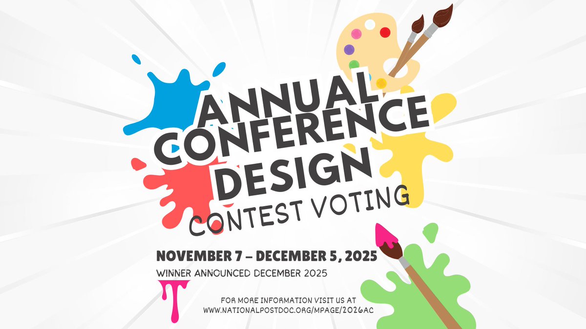nationalpostdoc's tweet image. Voting is now open for the 2026 NPA Annual Conference design contest! 🗳️

This is your chance to select the artwork that will grace our merchandise at the conference in San Francisco. 🔗 nationalpostdoc.org/news/713880/ // #NPA2026AC #postdocs #postdocoffices #postdocassociations