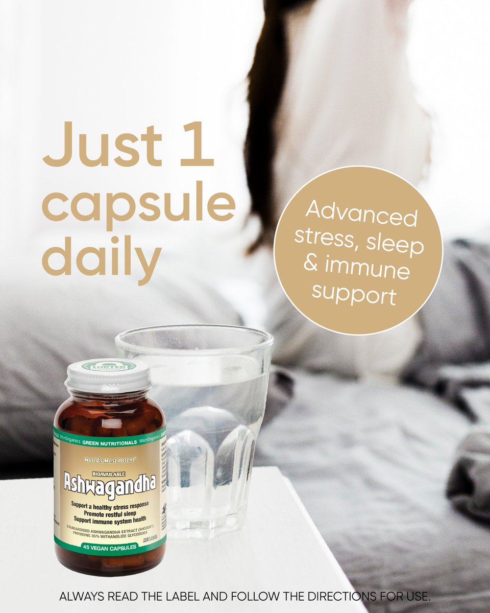 A small daily habit that makes a big difference. 

Green Nutritionals Bioavailable Ashwagandha with Shoden® – a standardised extract providing 35% withanolide glycosides, is designed to support your body’s stress, sleep, and immune health in one simple capsule per day.