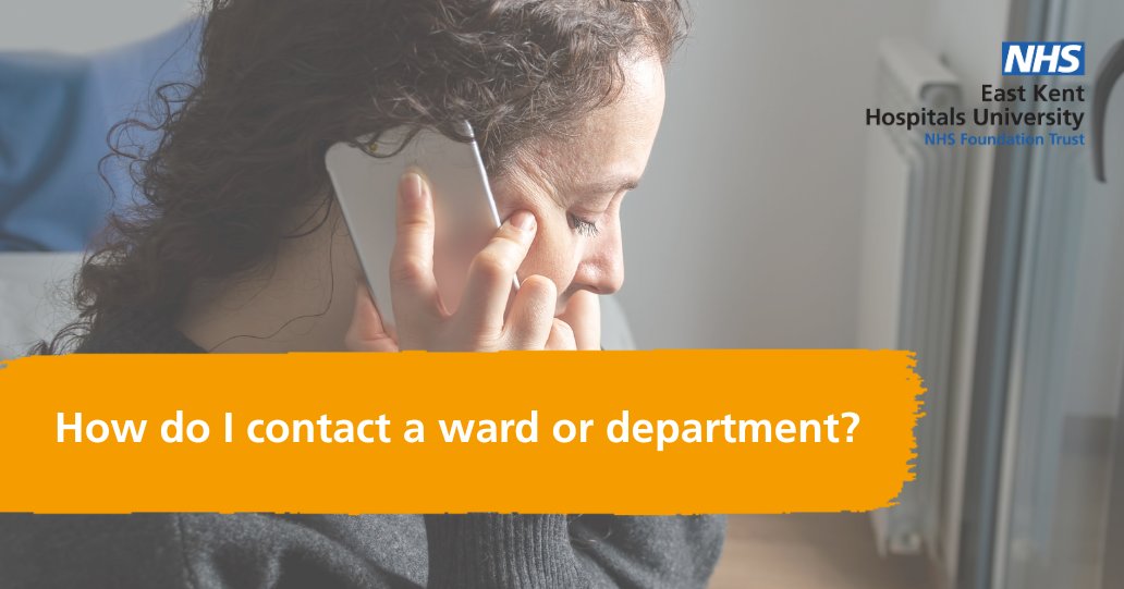 EKHUFT's tweet image. This week’s FAQ Friday question is ‘How do I contact a ward or department?’

If you know a friend, loved one or relative in our hospitals, and you would like to contact them on their ward or department, you can find ward contact details here: ekhuft.nhs.uk/contact-us/war…

#FAQFriday