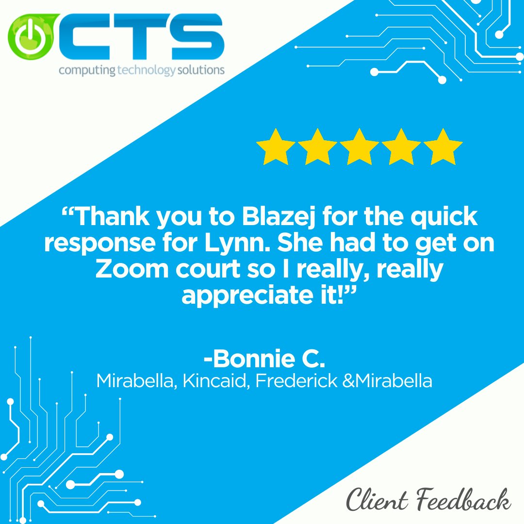 ComputingTech's tweet image. We are always happy to assist you and your colleagues, Bonnie! #onlineCTS.com #ObsessiveClientFocus #BestClientsEver #ClientTestimonial #ClientFeedback #HappyClients #ITSupport #ITConsulting #MSP #ManagedServiceProvider