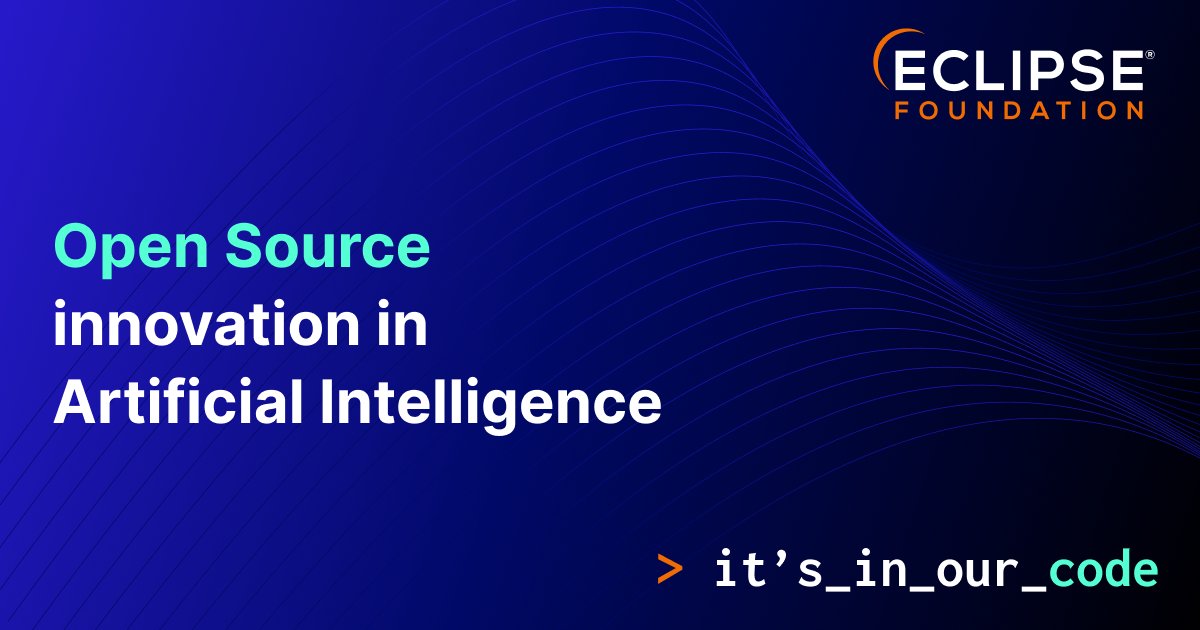 EclipseFdn's tweet image. The Eclipse Foundation is shaping the future of open source AI, and you can be a part of it.
Join our growing AI community! Sign up for email updates and get news, projects, &amp;amp; events straight to your inbox.
📩 hubs.la/Q03NFHB90
 #AI #opensource #ArtificialIntelligence…