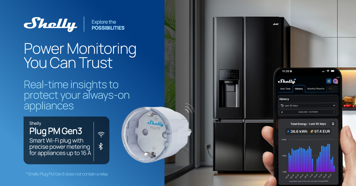 shelly_IoT's tweet image. Energy insights made easy wth Shelly Plug PM Gen3 ⚡

Real-time power monitoring for appliances up to 16 A - track, analyze, and optimize your energy use. Perfect for always-on devices, Wi-Fi + Bluetooth, range extender, BLE gateway, LED Night Mode: shelly.link/PlugPM-Gen3-X