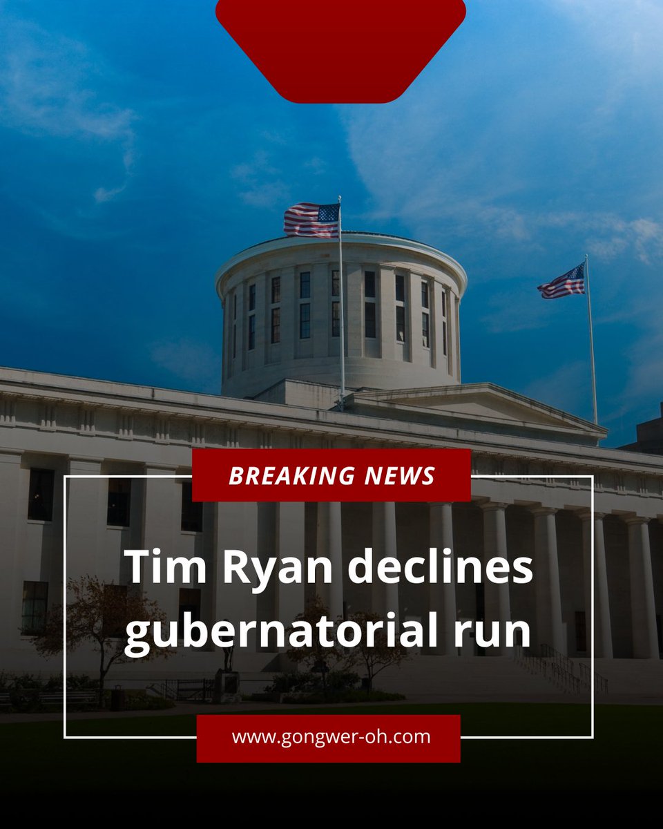 BREAKING: Former congressman Tim Ryan will not pursue the Democratic nomination to become the state's next governor.

bit.ly/4hGDOX4