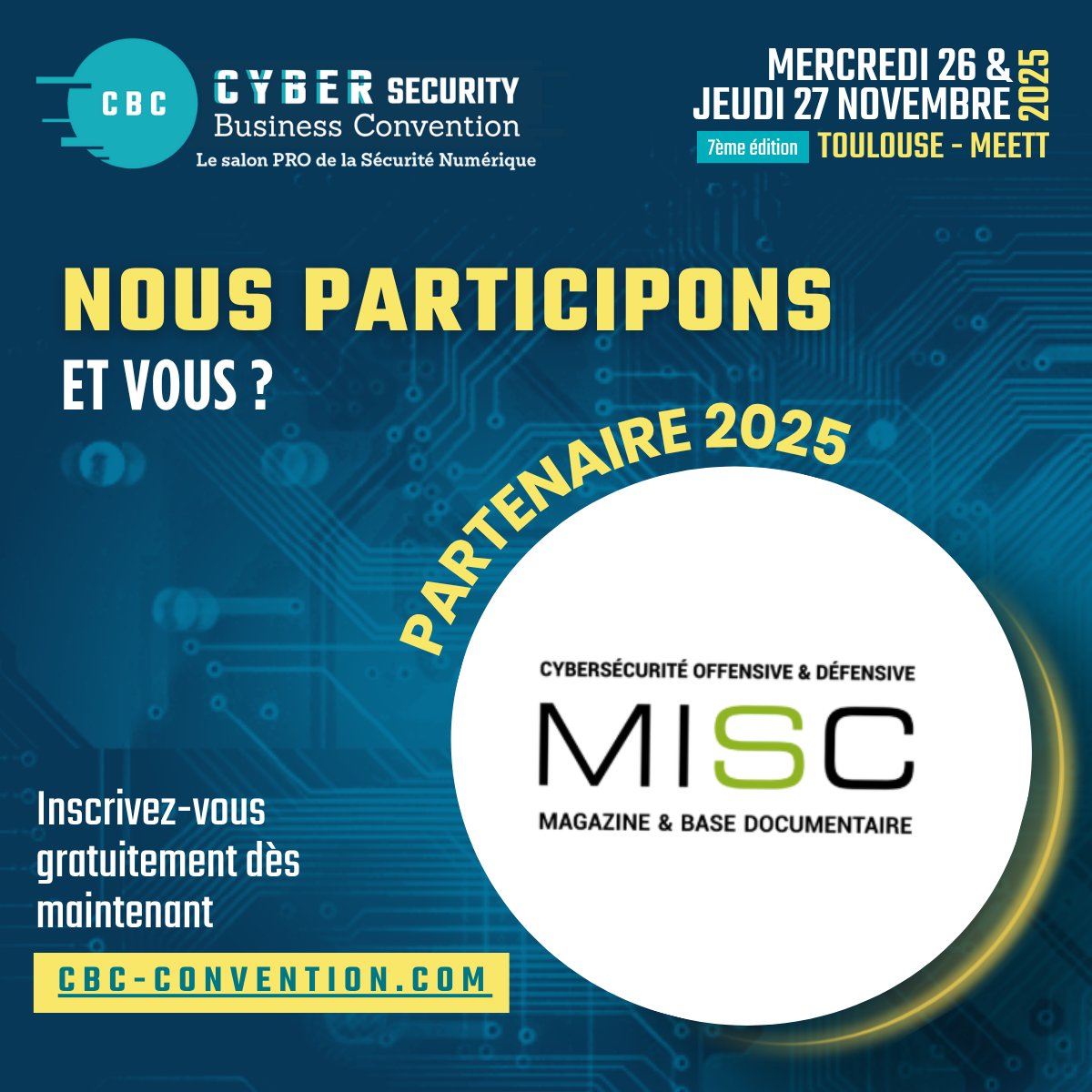 MISCRedac's tweet image. Nous vous donnons rendez-vous dès mercredi au @CBCToulouse pour échanger autour du magazine.

🎁 Un code promo sera fourni durant l&apos;événement pour vous permettre de profiter d&apos;un numéro offert !

Plus d&apos;infos sur cbc-convention.com.