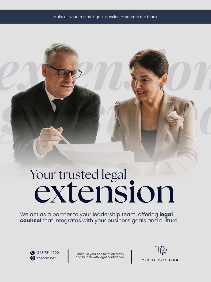 ThePrivateFirm's tweet photo. Part of your team, not just your legal counsel.
We collaborate with business leaders to align legal strategy with culture, goals, and long-term growth.
Visit https://t.co/IsfzUGT5Te  or call 248-781-4500.

#businesslaw #michigan #rochester  #businessgrowth #riskmanagement https://t.co/sRQfbBt6JG