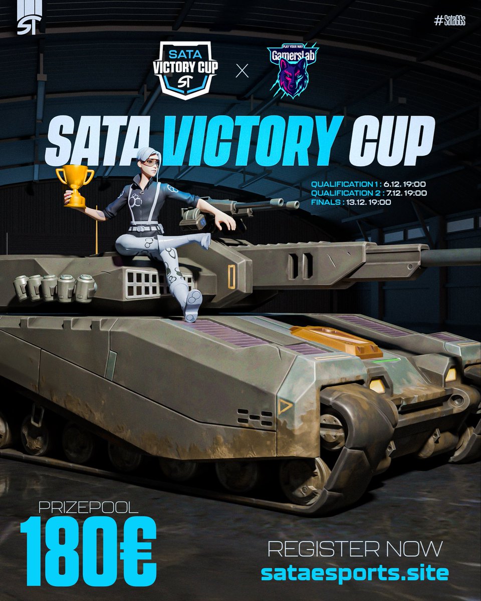 sataggs_'s tweet photo. The Sata Victory Cup is here.
Join the competition, qualify, and play for a prize pool of 180€.
Registration is now open at https://t.co/GdgUzyGC1I.
#SataGGS | #SataVictoryCup | #Gamerslab https://t.co/Wi2bgYtVFg
