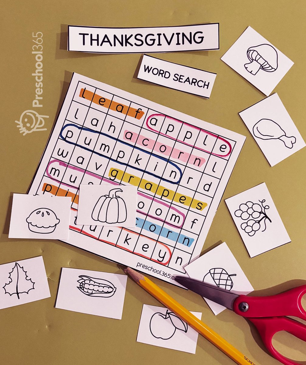 Preschool365's tweet photo. Your first grader is sure to enjoy this! Look at the picture clues together and help your child find the Thanksgiving words hidden in the puzzle. See how many you can spot. #Thanksgiving #firstgrade #EarlyLearning https://t.co/WgXweTNh4f https://t.co/MrX2gjQGc2