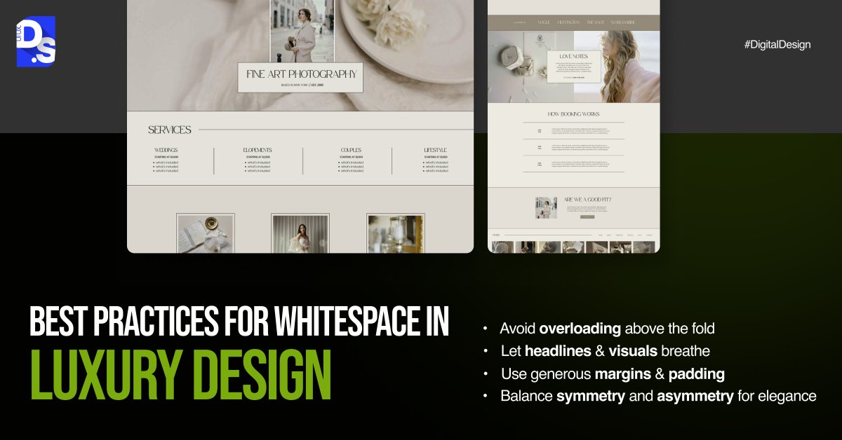 design__studio's tweet image. The Role of Whitespace in Luxury Digital Design

✨ Luxury isn’t loud — it’s deliberate.
And nothing says “premium” in digital design like masterful use of whitespace.
whitespace elevates your brand and it builds trust.
.
.
.
#WhitespaceDesign #DigitalDesign #designstudiouiux