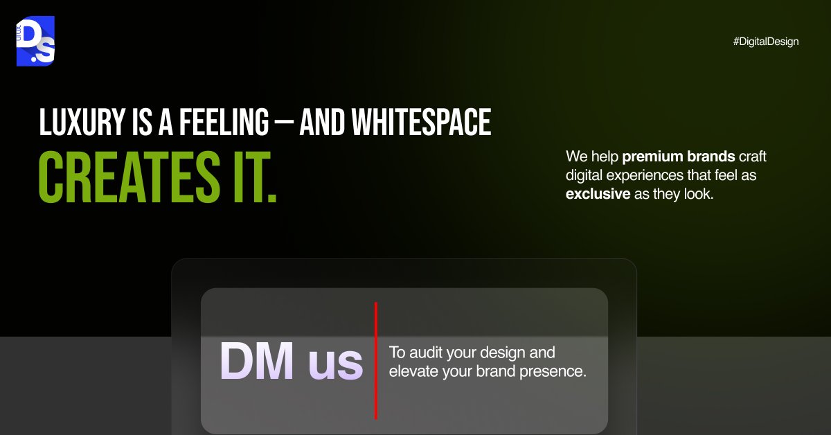 design__studio's tweet image. The Role of Whitespace in Luxury Digital Design

✨ Luxury isn’t loud — it’s deliberate.
And nothing says “premium” in digital design like masterful use of whitespace.
whitespace elevates your brand and it builds trust.
.
.
.
#WhitespaceDesign #DigitalDesign #designstudiouiux