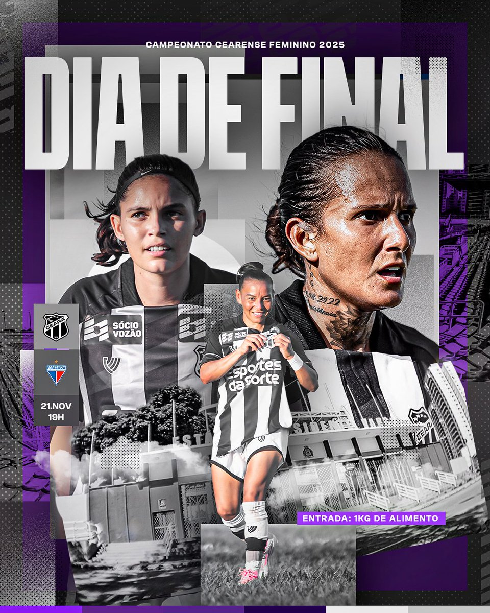 DIA DE CLÁSSICO, DIA DE DECISÃO! 💪🏁

HOJE (21), as Meninas do Vozão enfrentam o Fortaleza pelo primeiro jogo da final do Campeonato Cearense. A partida está marcada para as 19h, no Estádio Presidente Vargas.

🎫 A entrada para este jogo será mediante a doação de 1kg de alimento
