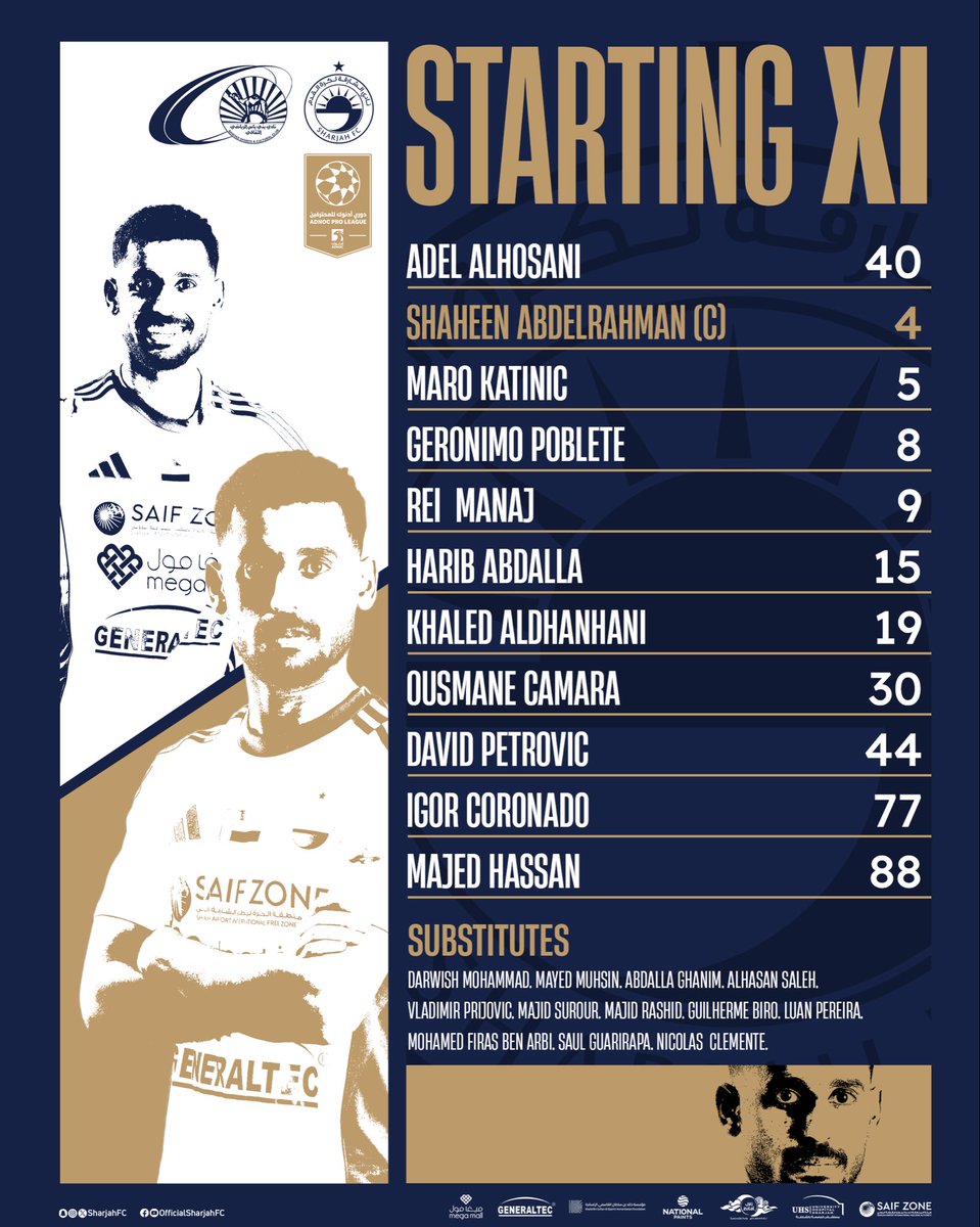 📋 تشكيلة المـ👑ـلك لمواجهة بني ياس ضمن دوري أدنوك للمحترفين