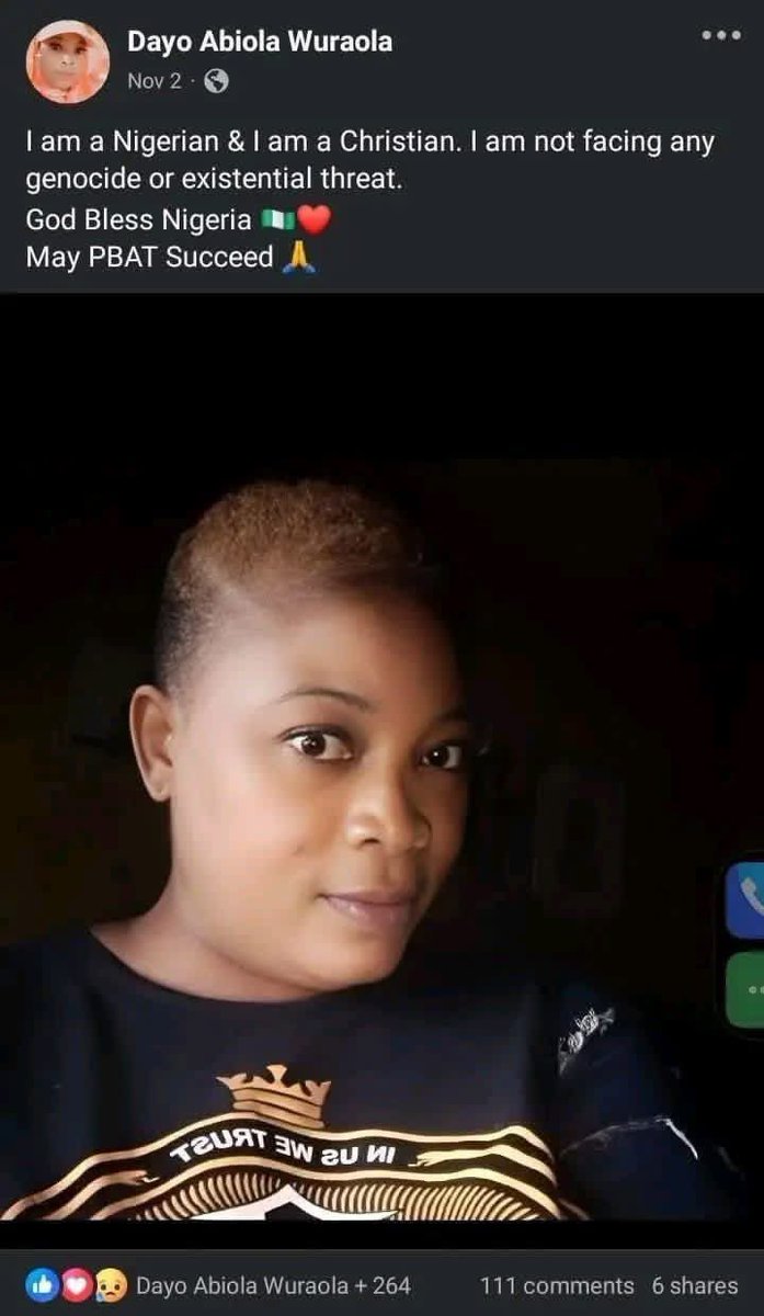 NemeremNjoku's tweet image. She made a post on November 2nd saying she’s a Nigerian and a Christian, and she’s not facing any genocide or existential threat. This was to subdue the truth because of tribal politics. 

Days later, terrorists stormed CAC in Eruku, Kwara state and she got killed from the…