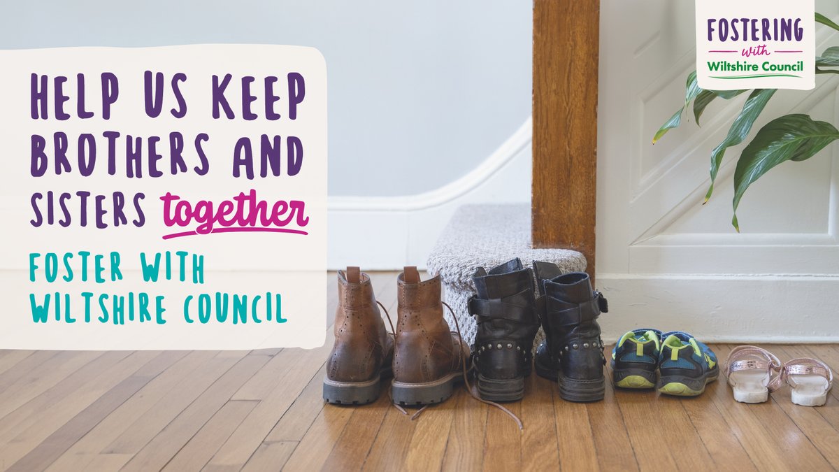 In foster care, keeping siblings together helps them      feel safe and supported. Let’s work together to make it happen: fostering.wiltshire.gov.uk
Fostering drop-in information session, Sat 6/12 10am – 11am. Link to join: bit.ly/3ISra7l