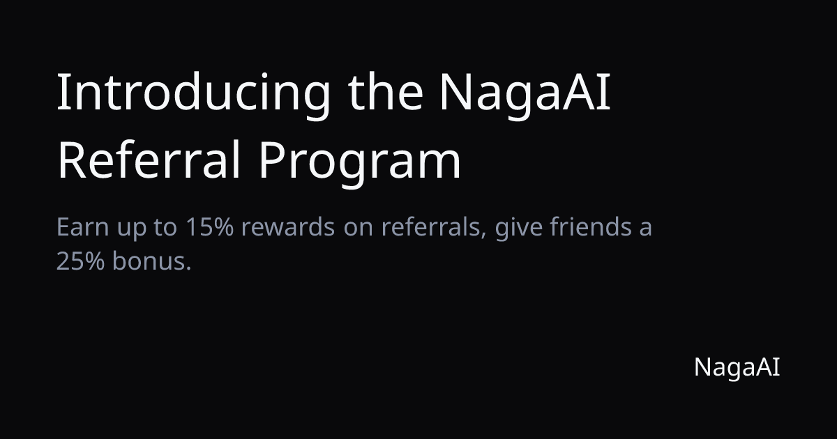 NagaAIProject's tweet photo. 🎁Launching the NagaAI Referral Program!

Share your link and earn credits:
- Give friends a 25% bonus on their first top-up.
- Earn up to 15% commission on every payment they make.

https://t.co/eZK0rfL1Gp https://t.co/S9AsZkhkOV
