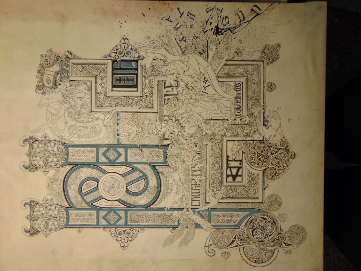 colouring the woad in on Calumcille ann an Alba. Prints of the finished artwork available at scribalstyles.net/shop