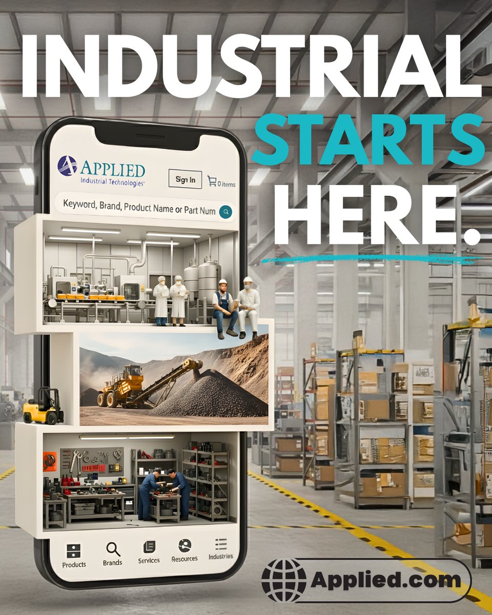 Applied_Ind's tweet image. Wherever industry happens, it starts here.  From maintenance essentials to automation solutions — find what keeps your operation running at Applied.com 🔧One source. Nearly every industry. 

#Engineering #SupplyChain #IndustrialDistribution #IndustrialServices