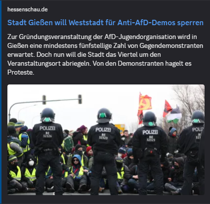 MaltusPanda's tweet image. #Gießen wird als erste Stadt seit 1945 für die #AfD-Höcke-Jugend zur Festung erklärt.
#fckafd