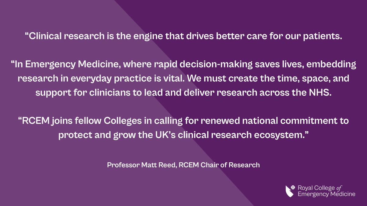 RCEM has backed a new statement from the Academy of Medical Royal Colleges calling for urgent action to protect and grow clinical research across the NHS.

The statement urges governments to invest in research infrastructure, support research-active staff, and expand