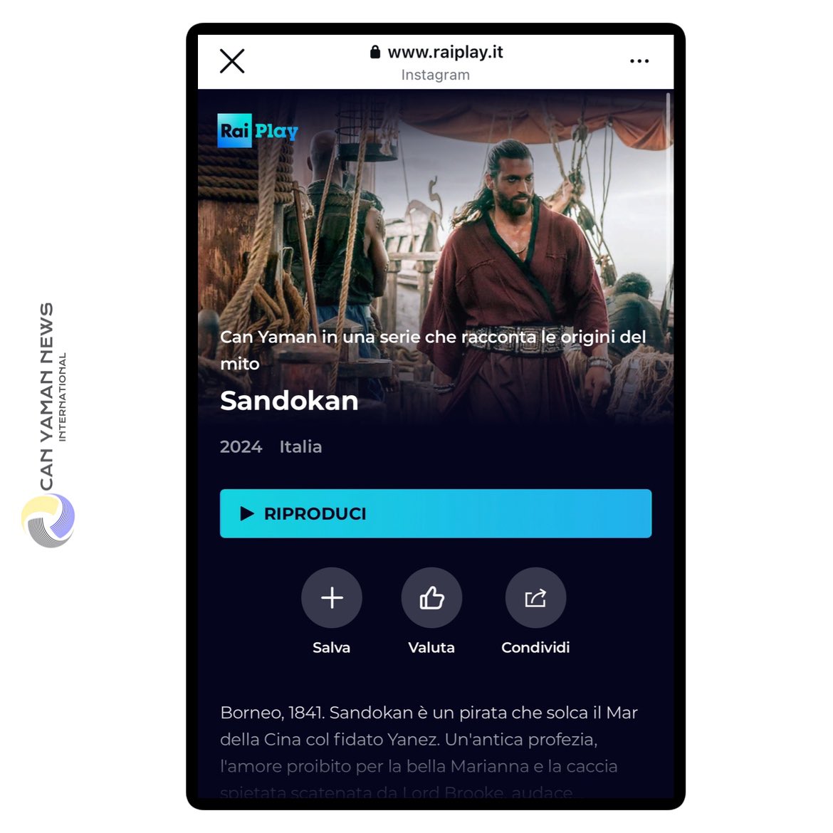 CanYamanNewsInt's tweet image. ♦️New #Sandokan series page on Rai play with all the BTS videos and where the episodes dubbed in Italian and also in original language English will be also placed. 

raiplay.it/programmi/sand…

#CanYaman