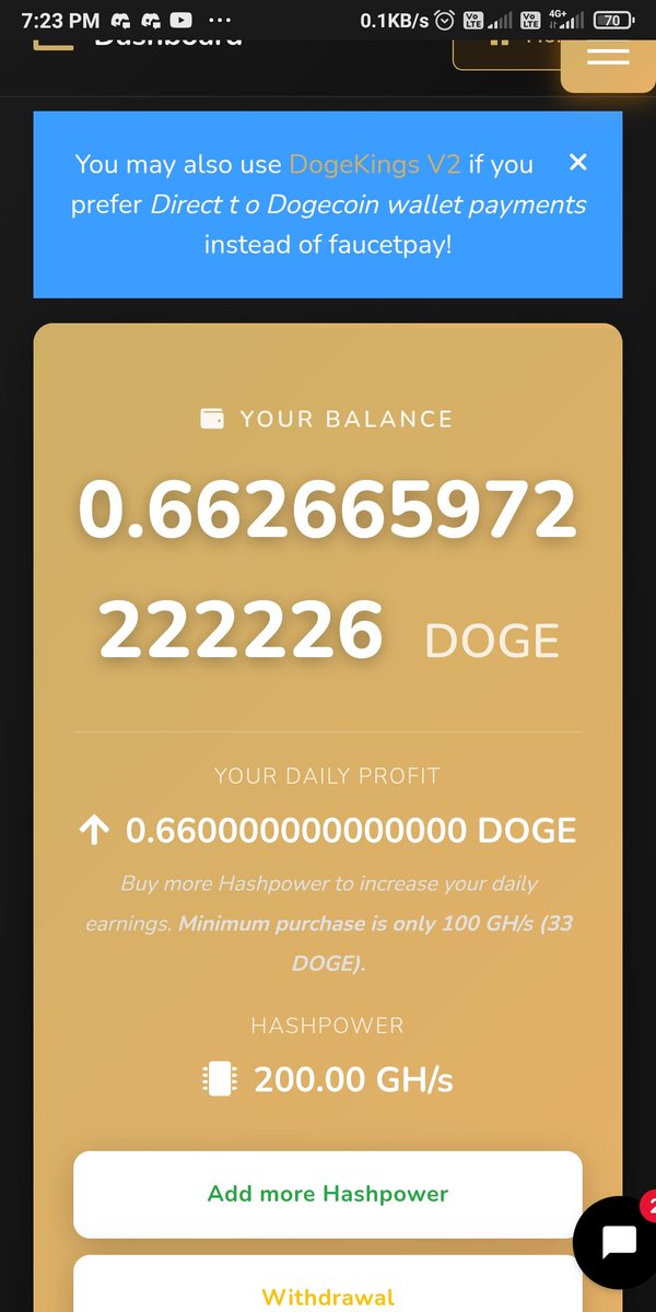 dogekings.net/refer/438051439
Free Dog coin Registration Bonus 200GH/S Daily 1.2 dog earn free No minimum Withdrawal