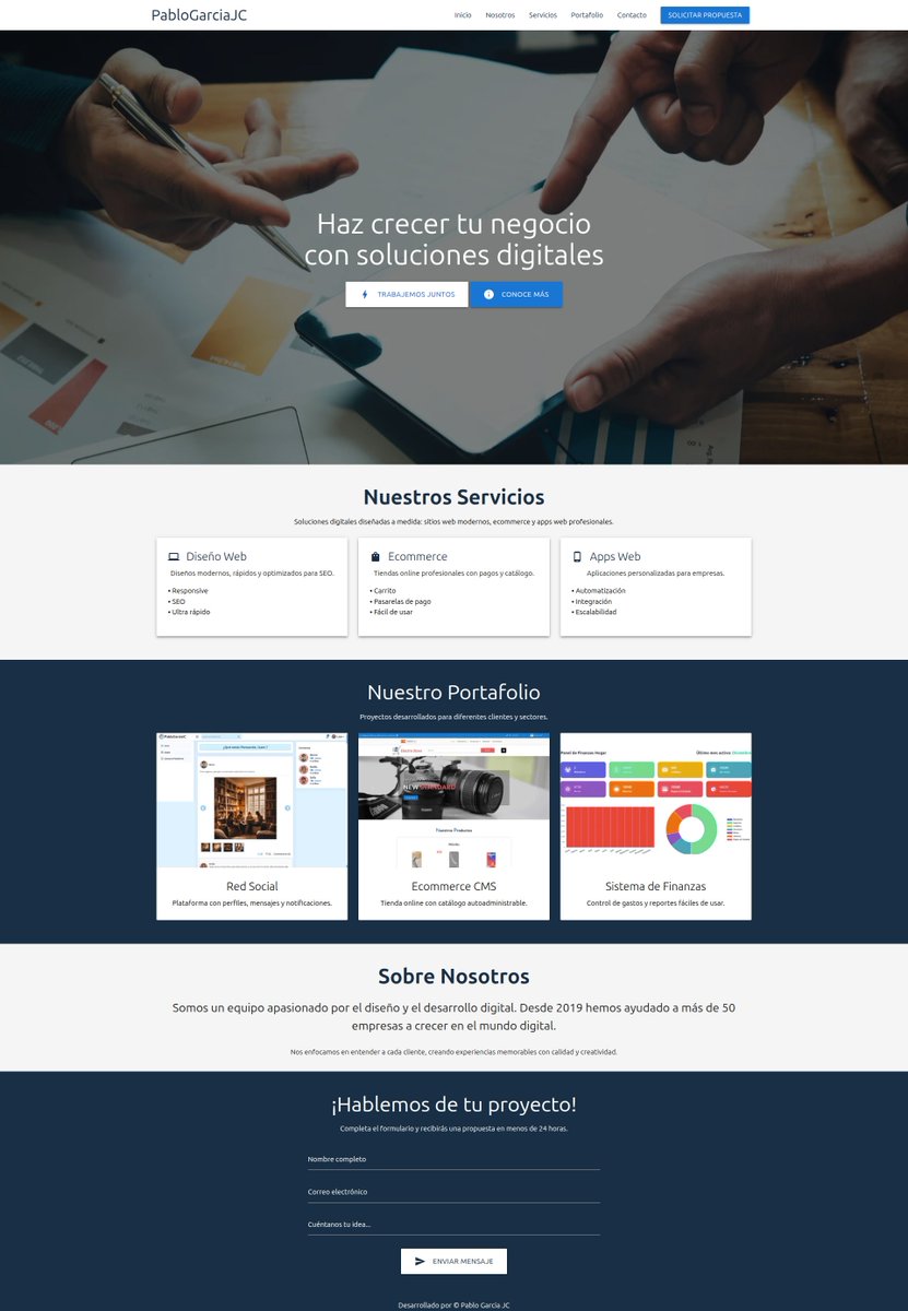 PabloGarciaJC's tweet image. 𝗟𝗮𝗻𝗱𝗶𝗻𝗴 𝗣𝗮𝗴𝗲 𝗰𝗼𝗻 𝗠𝗮𝘁𝗲𝗿𝗶𝗮𝗹𝗶𝘇𝗲
𝗗𝗲𝗺𝗼 𝗱𝗲𝗹 𝗽𝗿𝗼𝘆𝗲𝗰𝘁𝗼:
…ng-page-materialize.pablogarciajc.com
𝗥𝗲𝗽𝗼𝘀𝗶𝘁𝗼𝗿𝗶𝗼 𝗲𝗻 𝗚𝗶𝘁𝗛𝘂𝗯: github.com/PabloGarciaJC/…
#pablogarciajc #materializecss #frontend #landingpage #html5 #css3 #javascript #webdevelopment