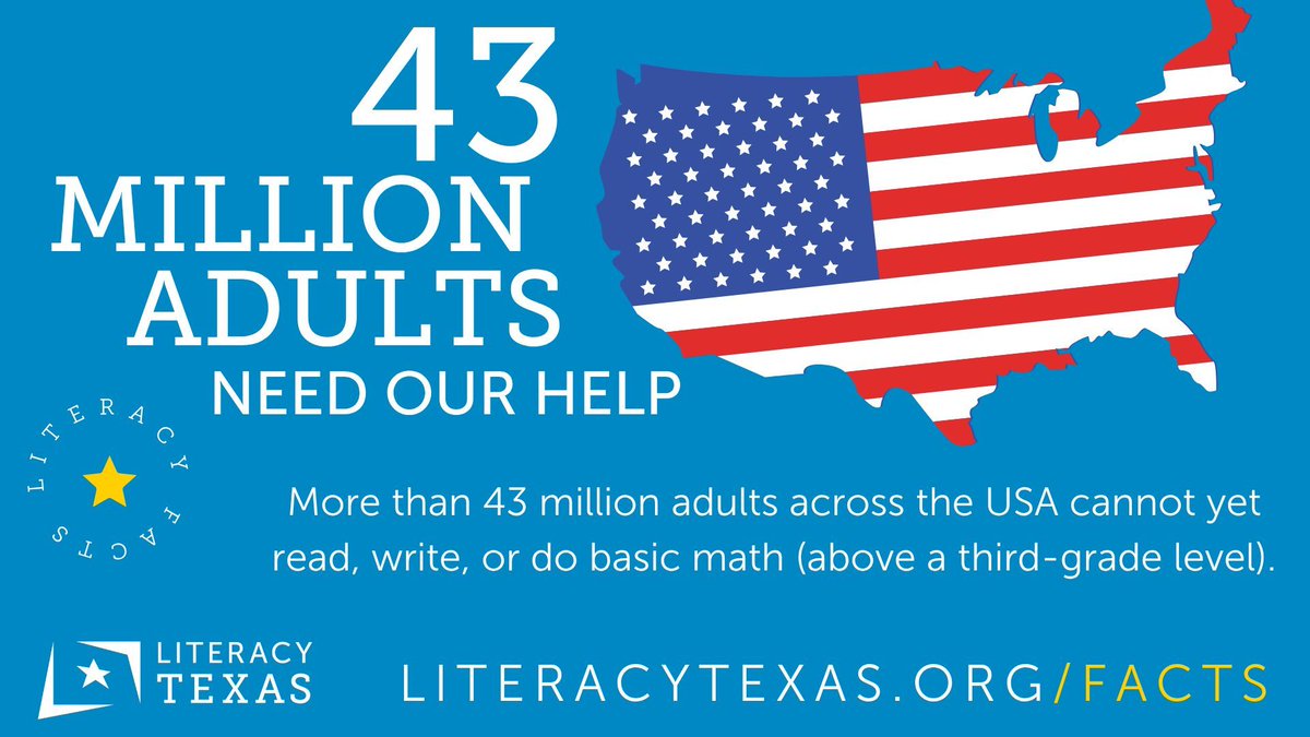 That number is just beyond comprehension, isn't it?! And yet this is how many of our neighbors struggle with basic literacy, today, in 2025.

Read more about why you so often see "third-grade level" referenced when talking about adult literacy: literacytexas.org/why-literacy/l…