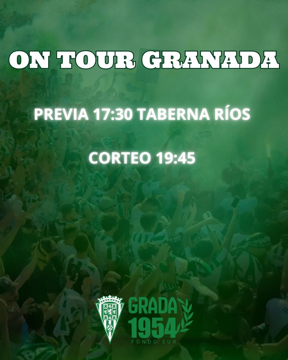 GRADA1954's tweet image. Cordobesistas, tenemos planazo para mañana.
Preparad bufandas y gargantas.

🍺 Previa en Taberna Ríos – 17:30 h
📣 Corteo hacia el estadio – 19:45 h

#PasionInfinita #OnTourGranada