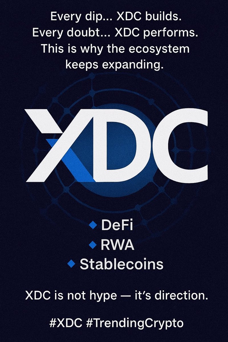 Real-world utility? ✔️
Enterprise adoption? ✔️
Explosive growth coming? ✔️

 $XDC is building quietly… but the breakout won’t be quiet.

#XDC #CryptoNews #Altcoins <a href="/XDCNetwork/">XDC Network</a> #Web3 #BTC #ETH #XRP #brunardo #EşSan #paofc #patlama #StockMarket #GraffxGULF