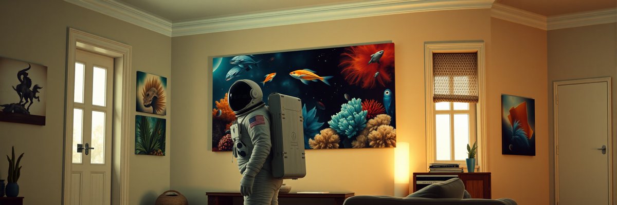 Surreal astronaut viewing underwater art, symbolizing Aptos' innovative DeFi expansion