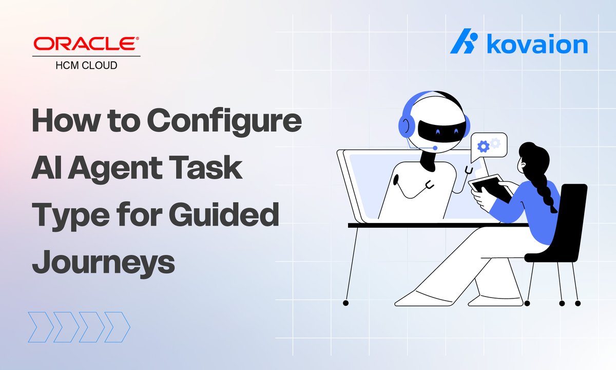 kovaion's tweet image. Enhance employee self-service with AI Agent Task Type in #OracleHCMCloud!
Automate employee queries, deliver personalized support &amp;amp; boost HR productivity through AI-driven Guided Journeys.

🔗 Explore more: kovaion.com/blog/how-to-co…

#AIAgent #HRAutomation #DigitalHR