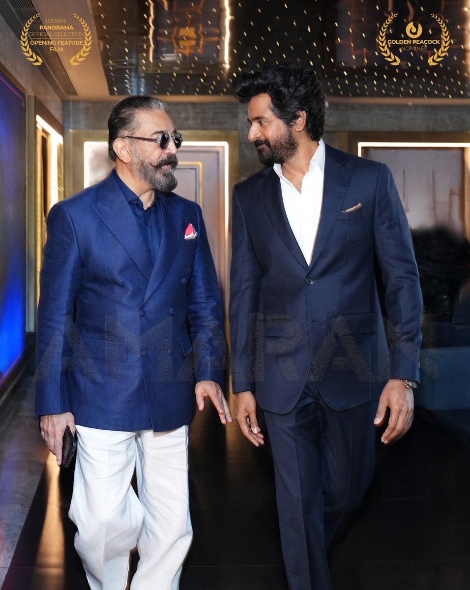 RKFI's tweet image. A Moment of Pride
#KamalHaasan and #Sivakarthikeyan represent #Amaran at @IFFIGoa

Amaran takes centre stage at #IFFIGoa
opening the Indian Panorama section and proudly nominated for the Golden Peacock Award

#AmaranAtIFFI #IFFI56 @nfdcindia @MIB_India

A Film By @Rajkumar_KP…