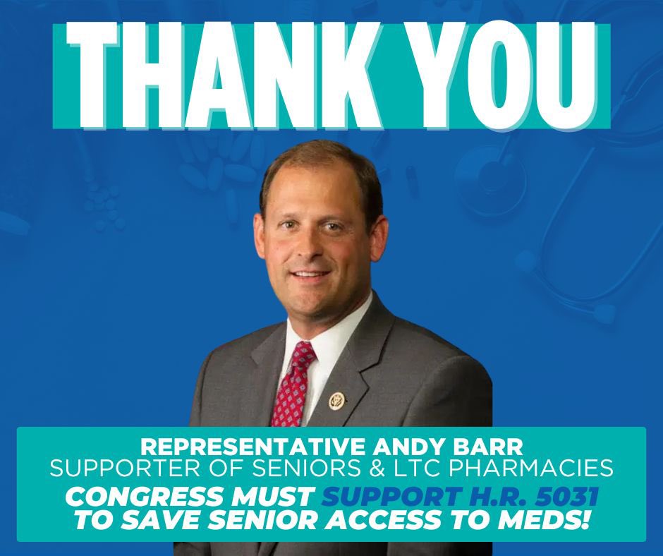 Thank you, <a href="/RepAndyBarr/">Congressman Andy Barr</a>, for strengthening the effort to advance H.R. 5031! 

A crucial #LTCPharmacyFix is needed to avert a looming long-term care crisis and protect millions of seniors’ access to specialized #LTCpharmacy services ahead of Medicare drug price negotiations set to