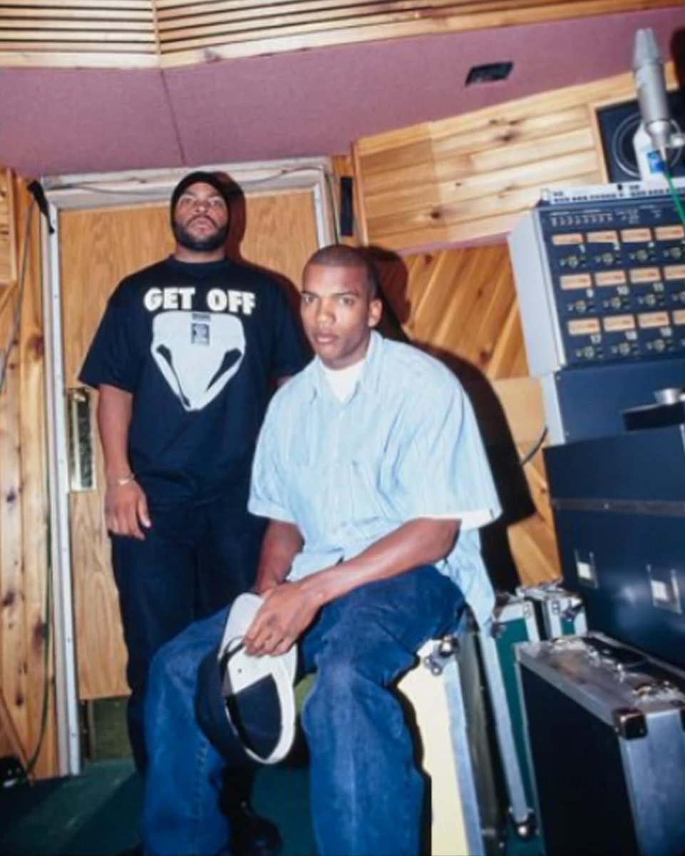 DJ Pooh x Ice Cube x Kam in the studio in New York City. (1992)