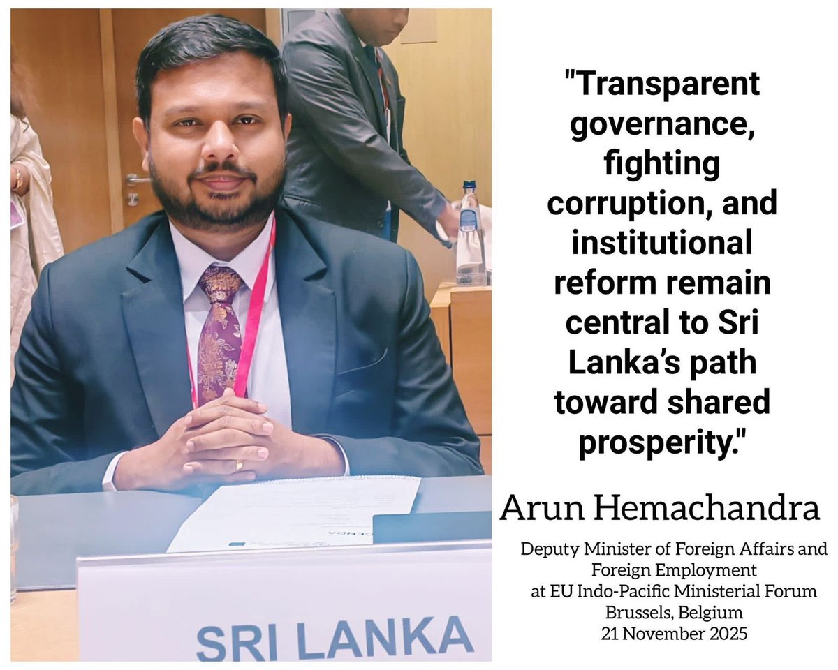 Deputy Foreign Minister Arun Hemachandra attended 04th EU Indo-Pacific Ministerial Forum held in Brussels today chaired by the High Representative of the EU Kaja Kallas.

 <a href="/MFASriLanka/">Ministry Spokesperson</a> 
#SriLanka 
#DiplomacyLK