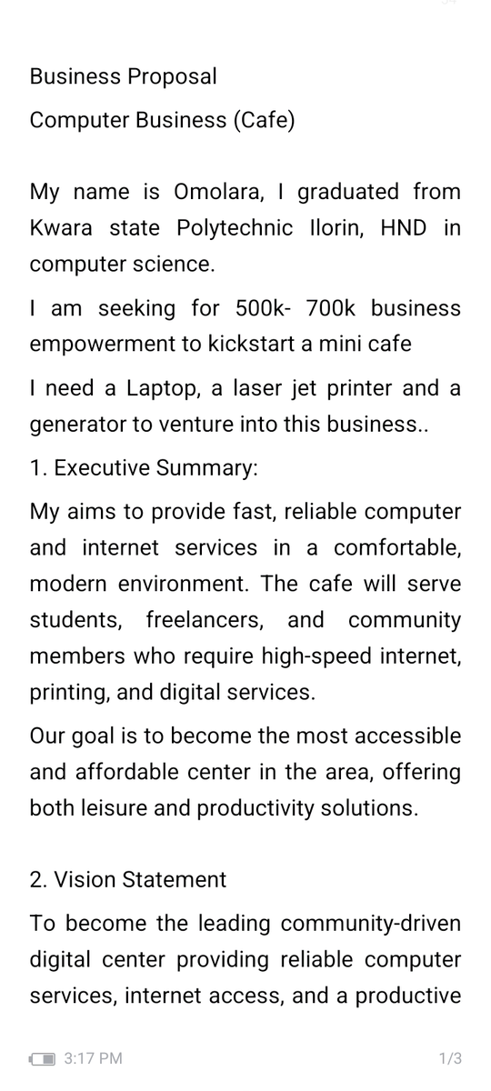 Omolara_datahub's tweet image. Good afternoon sir 
Here is my business proposal 👇
I want to start a mini computer business cafe 

With 500k I will get a laptop and a laserjet printer