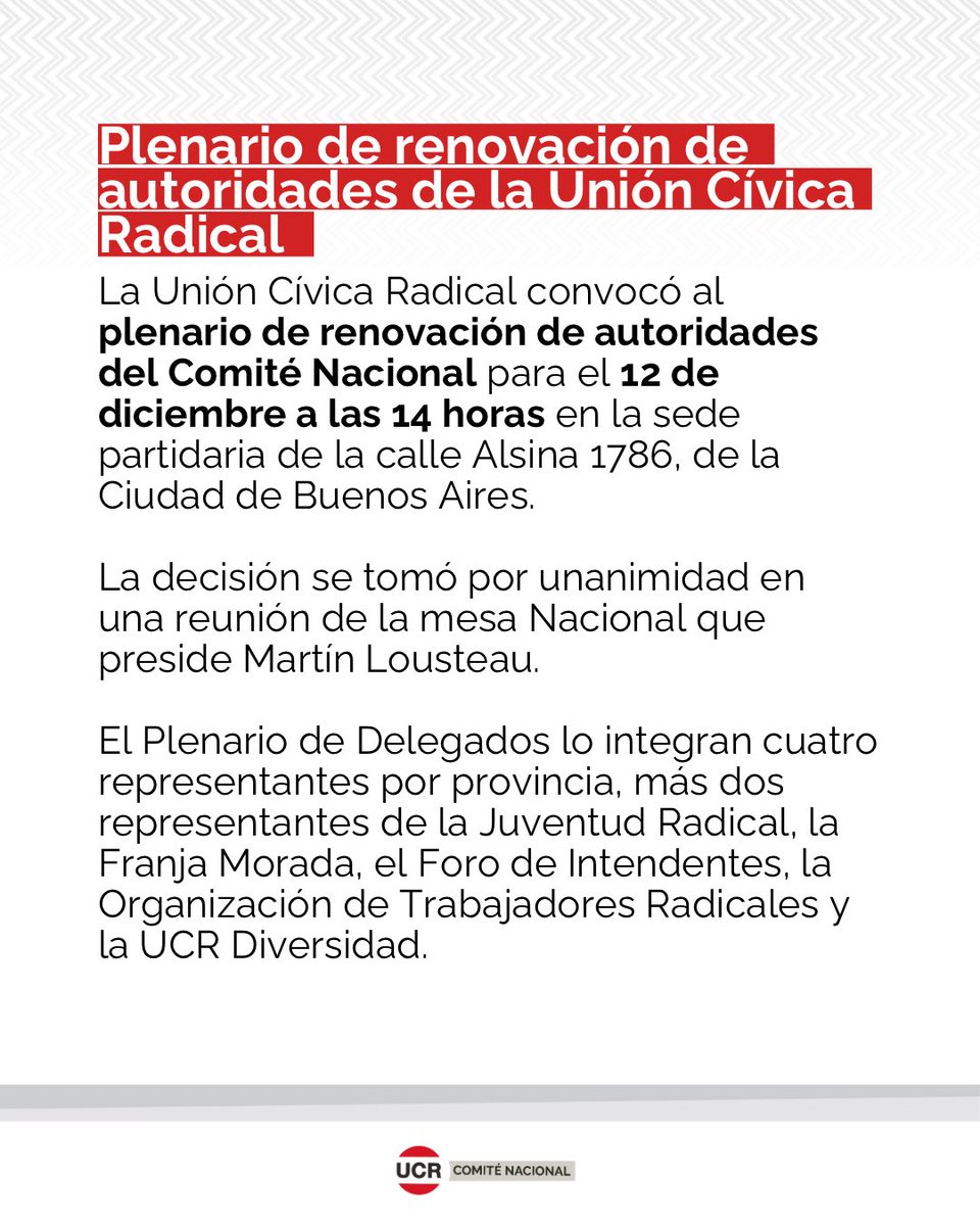 Plenario de renovación de autoridades de la Unión Cívica Radical.