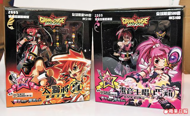 grandchaseacerv's tweet image. Action figures do Jin e da Amy, ação promocional conjunta Gamania (beanfun!) e KOG games — Grand Chase (2009)