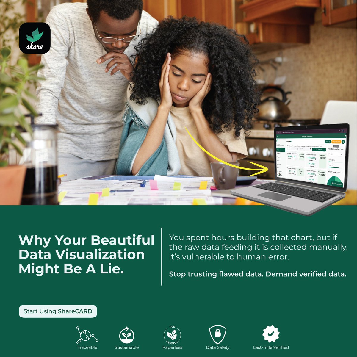 sharecard_app's tweet image. Stop trusting flawed data. Demand verified data.
#DataValidation #DataVisualization #FlawedInsight #AgriChallenges